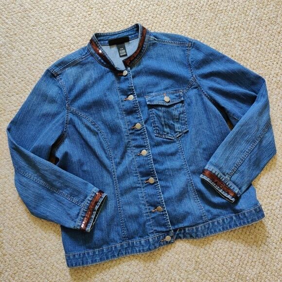 Venezia sequins embellished denim jacket sz 14/16 - Picture 1 of 8